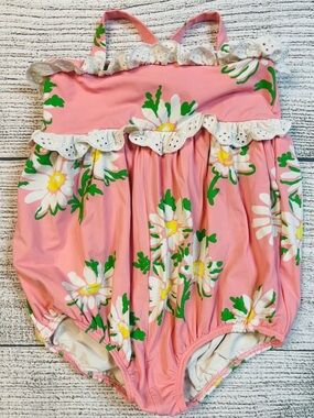 The Beaufort Bonnet Company Pink Floral Ruffle One-Piece Swimsuit